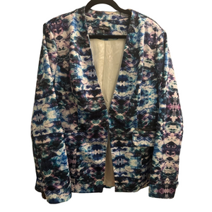 City Chic Blue Purple Ikat Abstract Pattern Blazer XXL Size 24